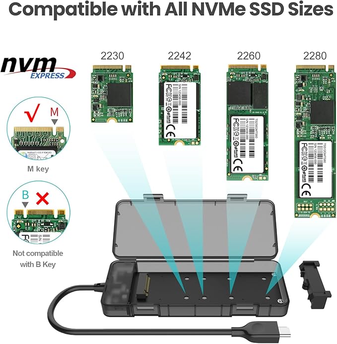 HIMARS US-2575 M.2 NVMe PCIe SSD Enclosure USB 3.2 Gen 2 Type C Tool-Free External SSD Case (US-2575)