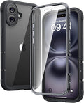 Diaclara Designed for iPhone 16 Case, Full Body Rugged Case with Built-in Touch Sensitive Anti-Scratch Screen Protector, with Camera Protection for iPhone 16 6.1" (Black)
