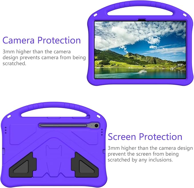 Kids Case for Samsung Galaxy Tab S10 FE+ (Plus) 13.1" 2025, Techcircle Light Weight Shock Proof EVA Foam Handle Rugged Stand Protective Cover, Purple