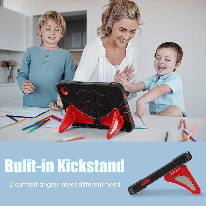 AKABEILA Compatible with Samsung Galaxy Tab A9 8.7 inch(SM-X115N)(2023) Tablet Case，Lightweight Shockproof Rugged Protective Cover with Kickstand for Kids Children Boys Babies Black Red