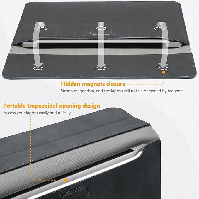 HYZUO 15 Inch Laptop Case Bag Sleeve with Stand for MacBook Air 15 M5 M4 A3241 M3 A3114 M2 A2941 2026-2023, 15" Surface Laptop 7/6/5/4/3, MacBook Pro 15 A1990 A1707 2019-2016, Space Gray