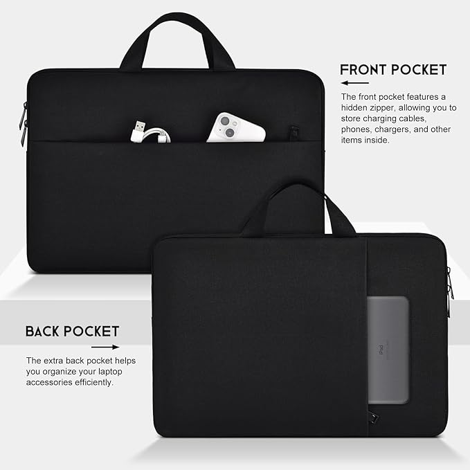 17 17.3 inch Laptop Sleeve Case for 2026 2025 HP 17 inch Touchscreen Computer, HP Envy/Pavilion, Shockproof-Padded Travel Carrying Laptop Bag with Accessory Pockets, Black