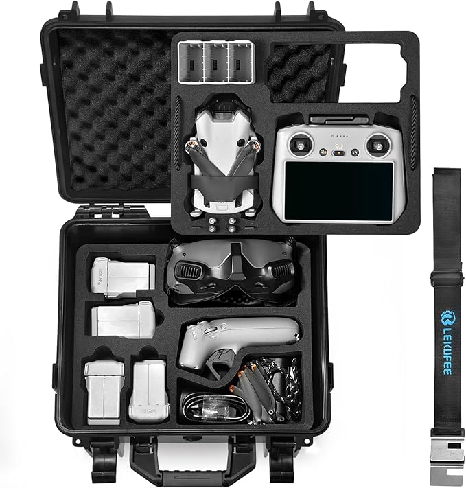 Lekufee Portable Waterproof Hard Case for DJI Mini 4 Pro/3 Pro/3 Drone, RC 2/RC N3/N2, Goggles 2/3/Integra, RC Motion 2/3 and Accessories(Case Only)