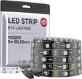 BTF-LIGHTING UL Listed WS2811 IC=RGB+IC Addressable Color RGB LED Strip,16.4FT 30LED/m 10Pixels/m,IP67 Black PCB Flexible DC12V Chasing Effect for Indoor Home Decor(No Adapter or Controller)
