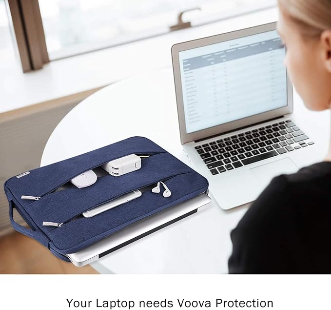 Voova 13 13.6 Inch Laptop Sleeve Case Compatible with MacBook Air 13 M1/M2/M3/M4 2020-2025, MacBook Pro 13/14, IPad Air/Pro 13, Waterproof Slim Computer Bag Cover with Handle, Blue