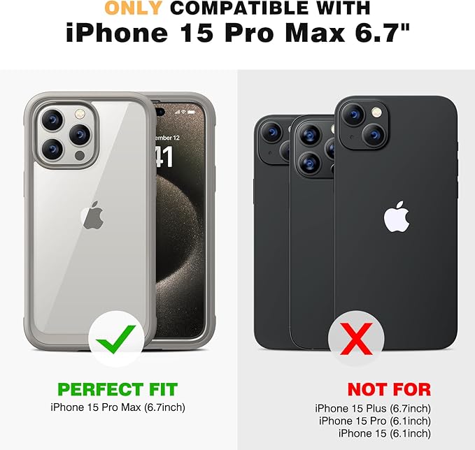 Diaclara Magnetic Designed for iPhone 15 Pro Max Case Full Body Bumper,[Compatible with MagSafe] Military Drop Proof Cover with Built-in Touch Sensitive Anti-Scratch Screen Protector,Grey Titanium