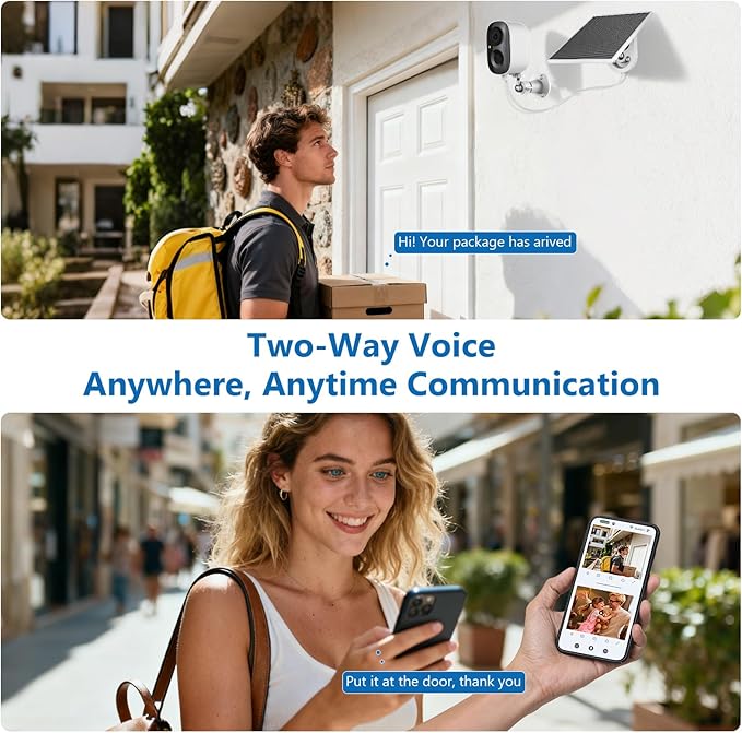 2K FHD Security Camera Wireless OutdoorCamera for Home Security, Instant Alert, AI Human Detection, Color Night Vision,2-Way Talk,SD/Cloud Storage,Solar/Battery Powered,Spotlight,Siren Alarm,2.4G WIFI