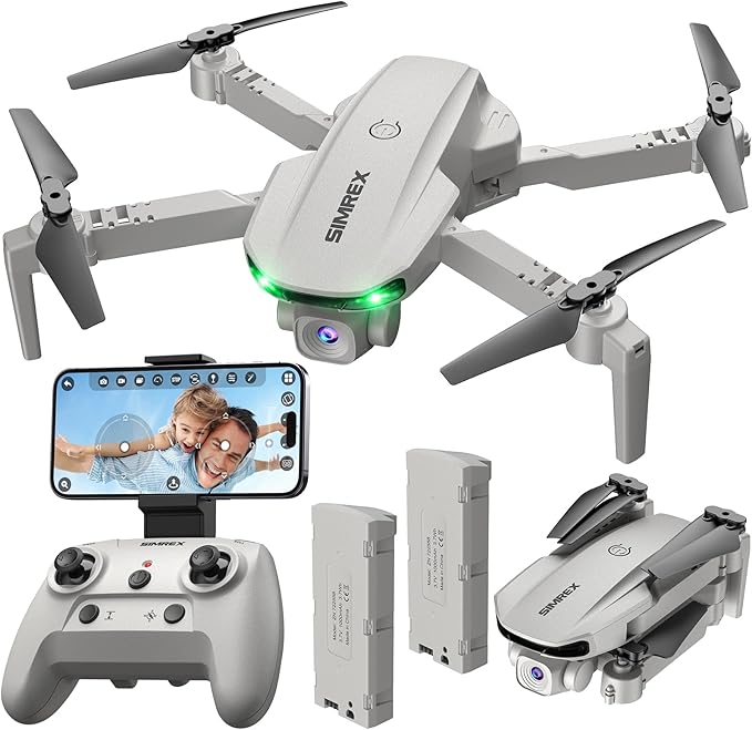 SIMREX Drone With Camera for Kids Beginner & Adults – Foldable RC Quadcopter with Altitude Hold, Optical Flow Positioning , Indoor Mini Drone with One Key Start, Headless Mode, 3D Flip, Gift for Boys & Girls & Teenagers