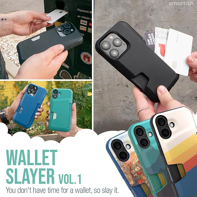 Smartish® iPhone 16 Pro Max Wallet Case - Wallet Slayer Vol. 1 [Slim + Protective] Credit Card Holder - Drop Tested Hidden Credit Card Slot Cover for Apple iPhone 16 Pro Max - Custom Prints