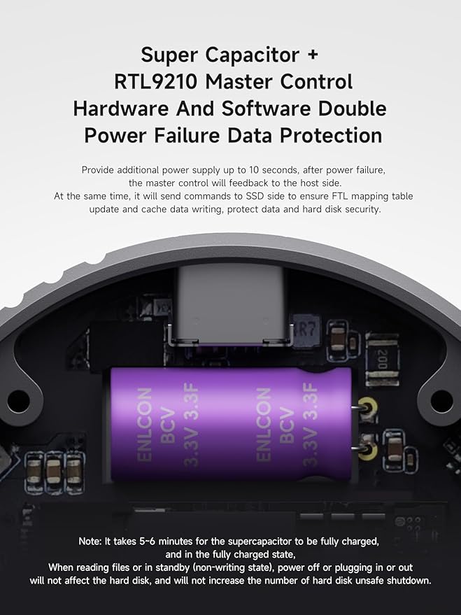 Hagibis Magnetic M.2 2230 NVMe SSD Enclosure with Magsafe for iPhone 17 16 15 Pro Max ProRes, 10Gbps USB C to NVMe Adapter, 100W PD, USB C, External SSD Case for MacBook, iPad Pro(MC100 Pro)