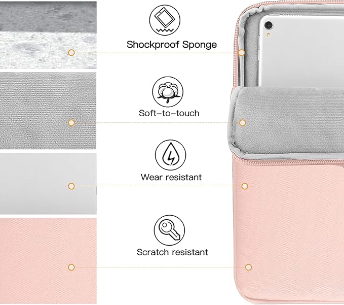 TiMOVO 13 Inch Tablet Sleeve for iPad Air 13" M3 2025, iPad Pro 13"/12.9", Galaxy Tab S9 Plus/S10+/S9 FE+, Remarkable Paper Pro 11.8", Protective Pocket Bag, Pink