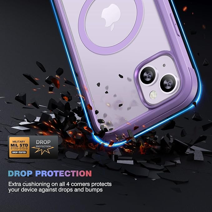 Diaclara Magnetic Designed for iPhone 14 Case, Compatible with MagSafe Built-in Touch Sensitive Anti-Scratch Screen Protector, with Camera Lens Protector for iPhone 14 6.1" (Peri Purple)
