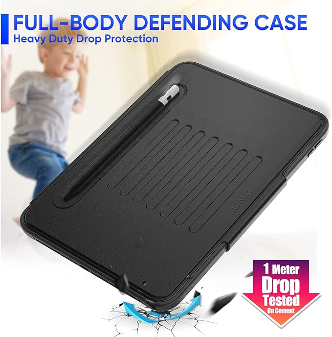 SEYMAC stock Case for iPad (A16) 11th/10th Generation 11''/10.9'', Strong Magnetic Auto Sleep Shockproof Case with Absorbing Multi-Angles Stand, Pen Holder, Card Slot, Black