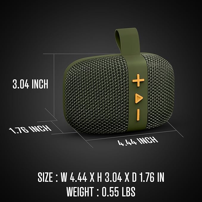 Fisher Portable Bluetooth Speakers, Clip-On Speakers Bluetooth Wireless, IPX5 Waterproof Speaker,10W Peak Power Bluetooth Speaker Stereo HD Sound, BT 5.3, FM Radio, for Pool, Beach, Use Anywhere