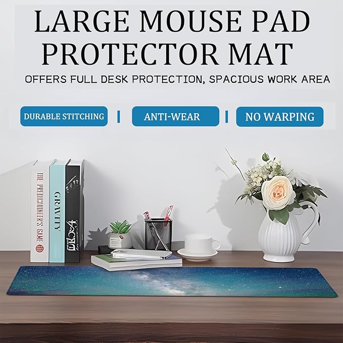 Colorful Succulent Pattern Gaming Mouse Pad – 12x31.5in Non-slip Rubber Desk Mat with Vibrant Plant Design – Large Extended Mousepad for Office Home – Deskmat Gifts for Nature Plant Lover Decor