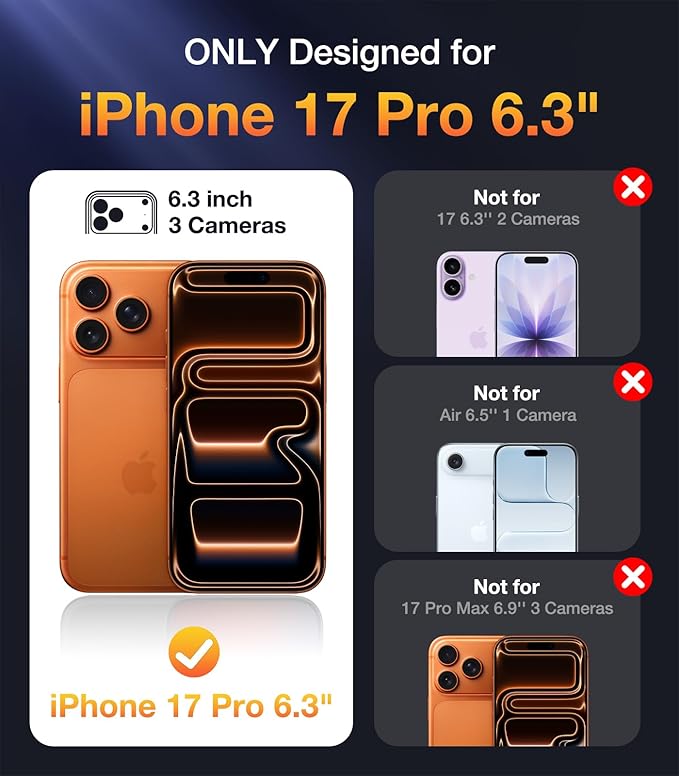 Diaclara Magnetic Designed for iPhone 17 Pro Case 6.3'' Full Body Bumper,[Compatible with MagSafe] Military Drop Proof Phone Case with Built-in Screen Protector,Easy Install,No Gap,Red