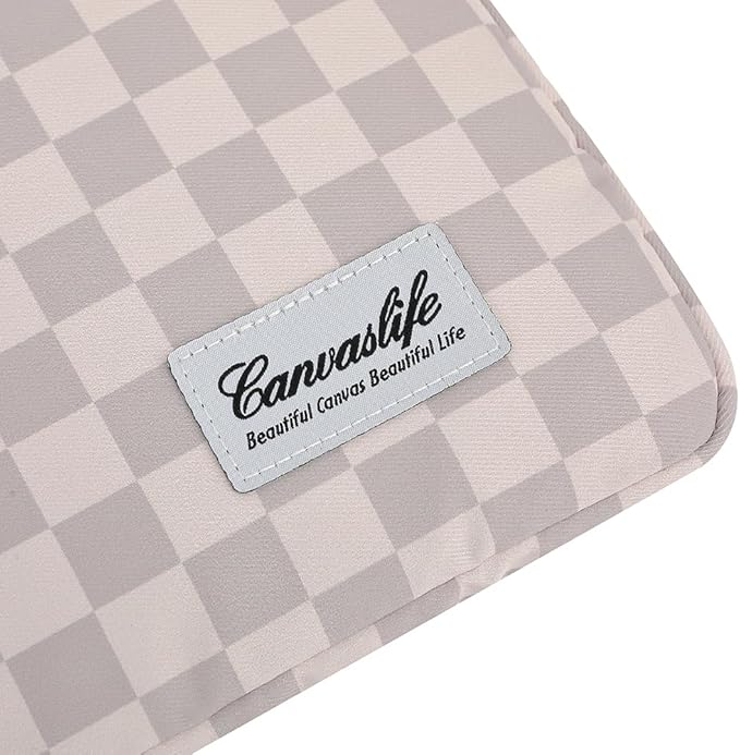 Canvaslife Neutral Checker Pattern Laptop Sleeve Case Cover with Pocket for MacBook Pro 14 inch and 14 inch-14.4 inch HP, Lenovo, Dell, ASUS, Acer Notebook Computer