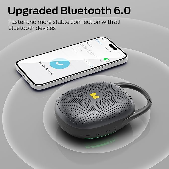 Monster Clip-On Speaker with Carabiner, Ultra-Portable Bluetooth 6.0 Shower Speaker IPX7 Waterproof, 29H Playtime Small Wireless Speaker for Hiking Camping Beach Outdoor Travel - Black