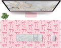 Pink Desk Mat Bows, Large Bow Mouse Pad for Computer Laptop PC Non-Slip Rubber Base Gaming Keyboard Pad, Cute Office Mat Girly Décor Office Supplies Accessories for Teen Girls Women 35.4 x 15.7in