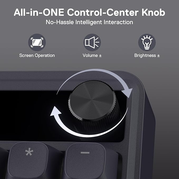 Redragon K762 Wireless Gasket Gaming Keyboard w/Hype Screen & Knob, 104 Keys Mechanical Keyboard, Easy-Control 1.14’’ TFT Info Display, 5-Layer Noise Dampening, Round PBT Keycaps, Mint Mambo Switch