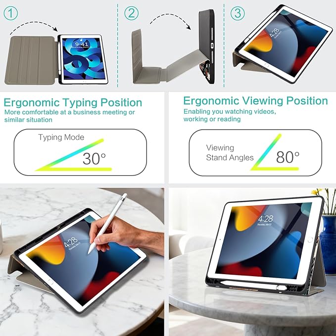 ipad 10.2 Case for iPad 9th/8th/7th Generation case with Pencil Holder, ipad pro 10.5 case, iPad Air 3rd Generation Cases Multi-Angle View Adjustbale Stand Auto Wake/Sleep Boho Floral