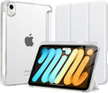 MoKo for iPad mini 7 A17 Pro Case 2024, iPad mini 6th Generation Case 8.3 Inch 2021 with Pencil Holder, Slim Light Trifold Smart Protective Cover with Hard PC Translucent Back Shell, White