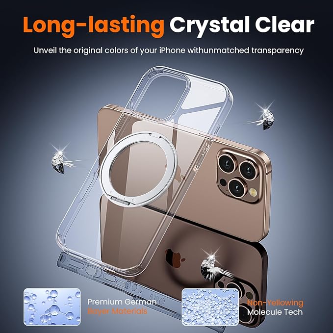 toushion 3 in 1 for iPhone 16 Pro Max Case Stand |Build in Kickstand,Screen Protector *1 & Camera Lens Protector*1, Not Yellowing, Fits MagSafe, Military-Grade Protection
