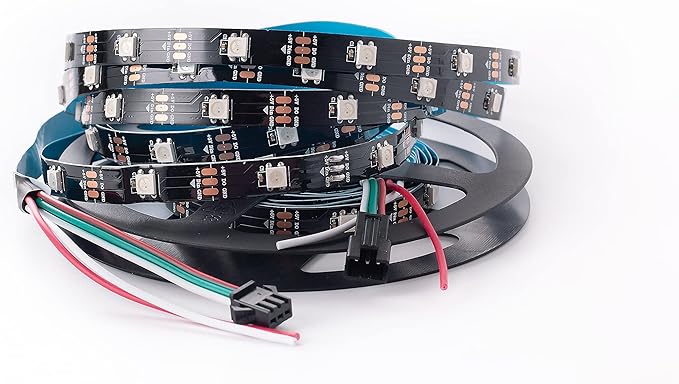 WS2812B LED Strip Individually Addressable Light 30Pixels/m WS2811 IC WS2812 SMD 5050 RGB Pixel Strip DC5V (16.4FT 150LEDS Non-Waterproof, Black PCB)