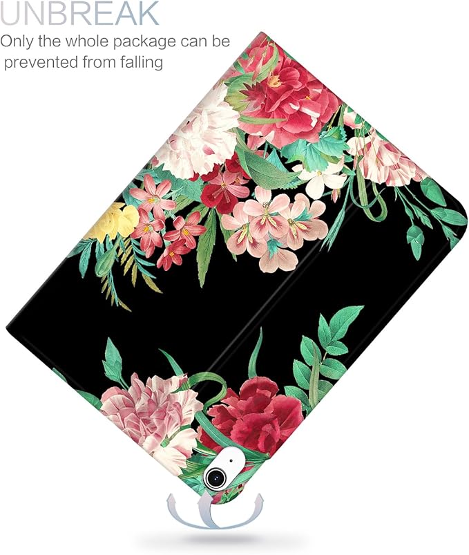 for iPad (A16) 11Th/10Th Generation Case 2025/2022, for iPad A16 Case 11th/10Th Generation 360 Degree Rotating Pencil Holder, Auto Wake/Sleep 4 Viewing Angles Slim Cover, Vintage Flower