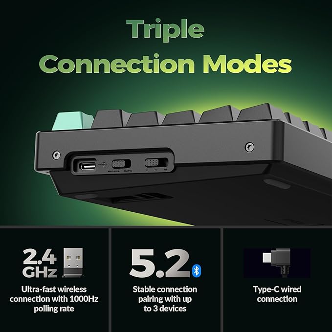 Keychron K8 HE TKL Wireless Mechanical Keyboard Hot Swappable Hall Effect Magnetic Switches 2.4 GHz/Bluetooth/Wired QMK/VIA Custom RGB Backlit Aluminum for Mac Windows Linux-Black