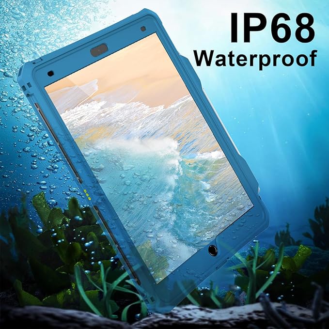 ShellBox Case iPad 10.2 9th /8th/7th Generation Waterproof Case, Full-Body Heavy Duty Shockproof Protective Cover Built-in Screen Protector with Shoulder Strap for iPad 10.2 2024-2019