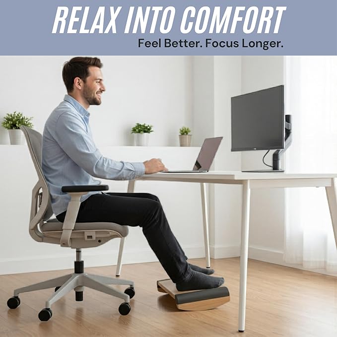Tiel Ergonomic Foot Rest for Under Desk at Work, Rocking Footrest with Comfort Support, Office Foot Stool for Desk Chair, Leg Rest Stand for Home and Remote Office