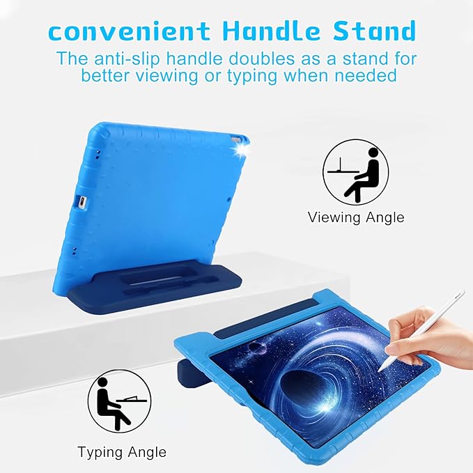 for Kids iPad Pro 12.9 Case 2nd 1st Generation with Pencil Holder and Anti-Slip Handle, Super Protection Rugged Cover for 12.9 inch iPad Pro 2015 2017 - Dark Blue