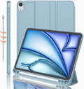 iMieet iPad Air 11 Inch Case M4/M3/M2(2026/2025/2024), iPad Air 5th/4th Generation Case 2022/2020 10.9 Inch with Pencil Holder,Trifold Stand Smart Case with Soft TPU Back(Light Blue)