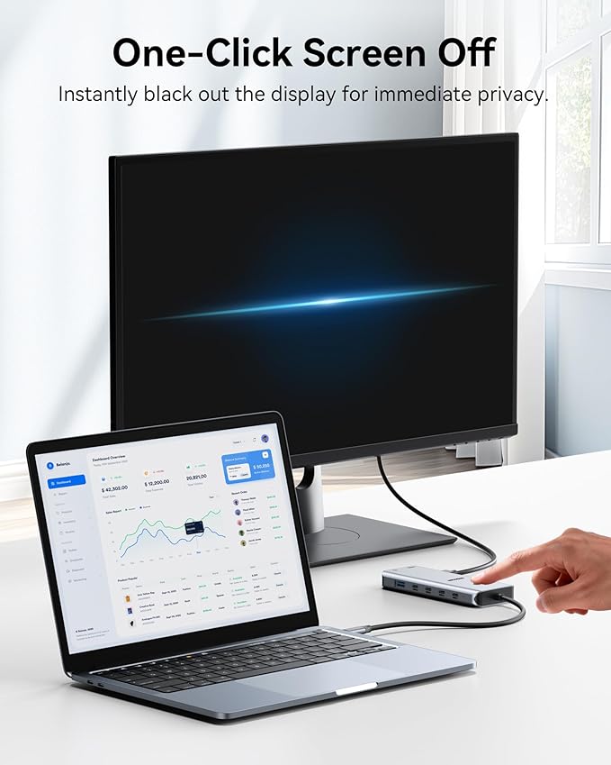 Laptop Docking Station Dual Monitor, USB C Hub with 2 HDMI, RJ45 Ethernet, 5 Gbps USB C/A, 100W PD for Dell/HP/Lenovo - MOKiN