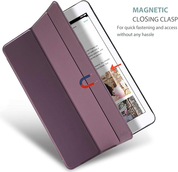 ProCase Smart Case for iPad 9.7 Inch iPad 6th/5th Generation 2018 2017(Model: A1893 A1954 A1822 A1823), Ultra Slim Lightweight Stand Cover with Translucent Frosted Back -Purple