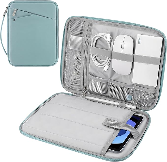 MoKo 9-11 Inch Tablet Sleeve Carrying Case with Handle, Padded Protective Travel Bag for New 11-inch iPad Air 4 2026/Pro M5/ A16, iPad 10th/Air 5/4th 10.9, i-Pad 9/8th 10.2,Tab S9/S8 11,Misty Blue