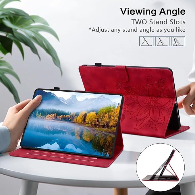 Case for iPad mini 7 2024 A17 Pro/iPad mini 6 2021 8,3 inch, Auto Wake/Sleep Supports Pencil Pro and Pencil(USB-C) Magnetic Clasp Stand, Red