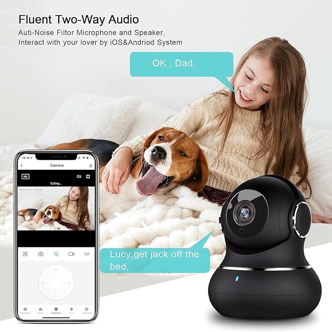 litokam 2K Indoor Security Camera, Cameras for Home Security with 360°Motion Detection, WiFi Baby Monitor for Baby/Elder/Dog, Pan/Tilt Pet Cam with Phone APP, IR Night Vision, 2-Way Audio, 4 Pack