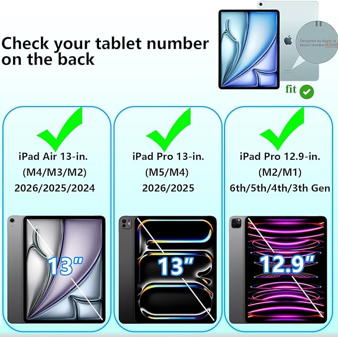 YRH Kids Case for iPad Air 13-in. M4/M3/M2 (2026/2025/2024), for iPad Pro 13-in. M5/M4 (2026/2024), for iPad Pro 12.9-in., Purple