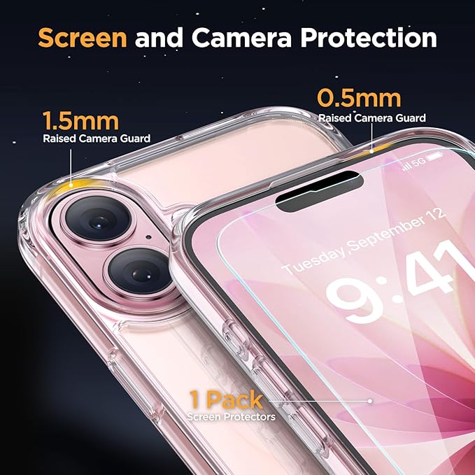 Miracase Magnetic for iPhone 17 Case (Compatible with MagSafe) with Screen Protector Military-Grade Protection, Anti-Fingerprint Translucent Matte Phone Cover for iPhone 17 6.3 inch, Clear