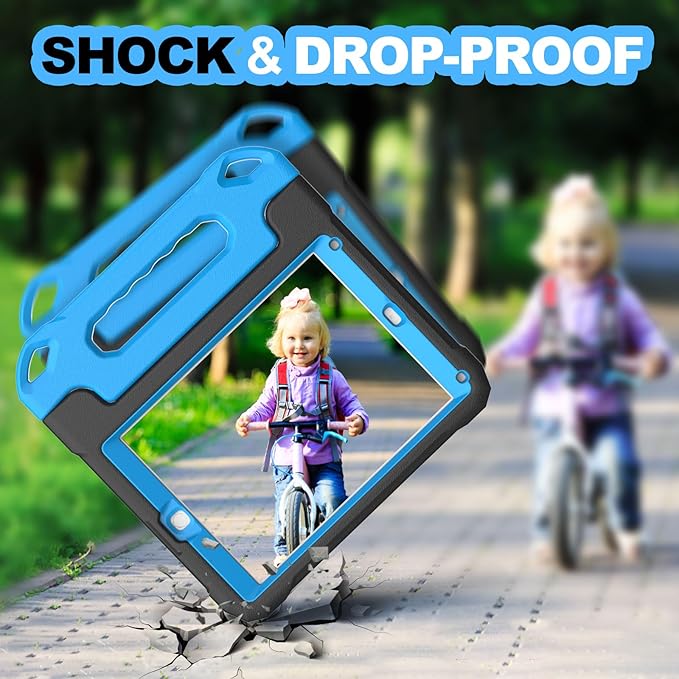 YIHE Kids Case for iPad 9.7 Inch with Screen Protector, Shockproof Handle Convertible Stand Case for iPad 9.7 6th/5th Generation 2018/2017, iPad Air 2/1& iPad Pro 9.7, Black Blue