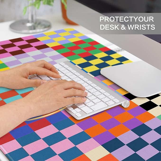 Lokigo Checkered Desk Mat, Large Mouse Pad for Desk, Anti-Slip Waterproof Big Mousepad, Cute DeskMatt for Desktop, Keyboard Mat for Computer Desktop (Retro Checkered)