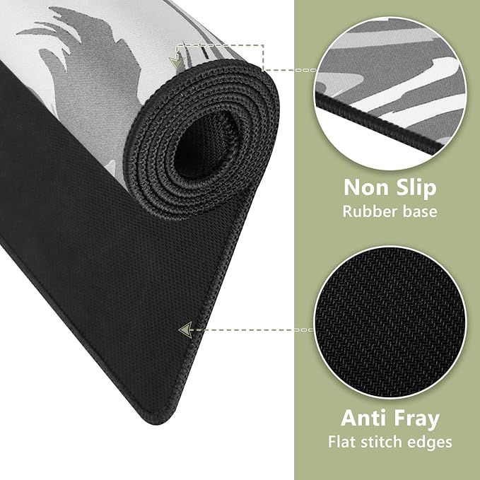 Rcege Large Mouse Pad for Desk - Gaming Mouse Pad with Stitched Edges, Anti-Slip Base for Keyboard and Mouse(Abstract Black, 23.6L x 11.8W inches)