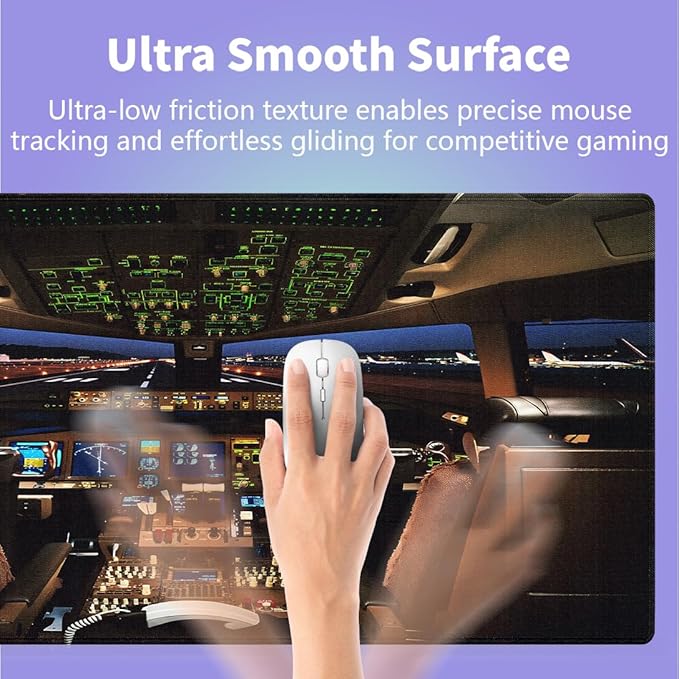 Large Gaming Mouse Pad (31.5" x 15.8") - Airplane Cockpit, Aircraft Flight Deck Design for Boeing 777 Enthusiast XXL Office Accessories, Premium Stitched Anti-Slip Office Desk Mat