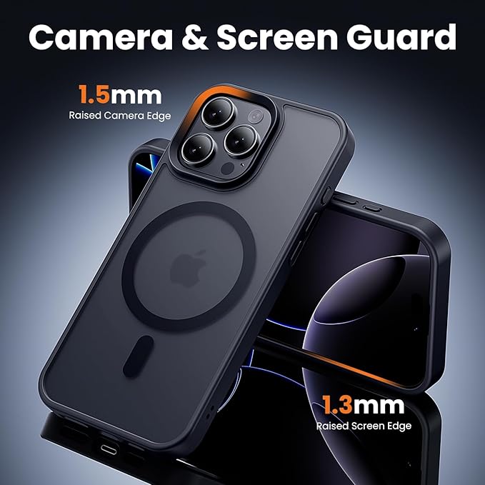 toushion Case for iPhone 16 Pro Matte Black | 3 in 1, with MagSafe, Screen Protector*1, Camera Lens Protector*1, Skin Feeling Back Cover, Military-Grade Protection