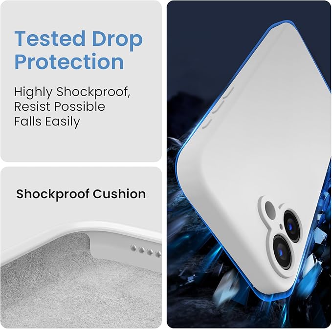 FireNova Designed for iPhone 16 Case, Silicone Upgraded [Camera Protection] Phone Case, Soft Anti-Scratch Microfiber Lining Inside, 6.1 inch, White