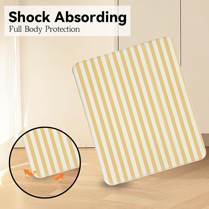 Lovmooful Compatible for iPad Pro 12.9-Inch 2022/2021/2020/2018 (6th/5th/4th/3rd Generation) Case with Pencil Holder Cute Striped with Aesthetic Design Soft TPU Trifold Stand Protective-Yellow