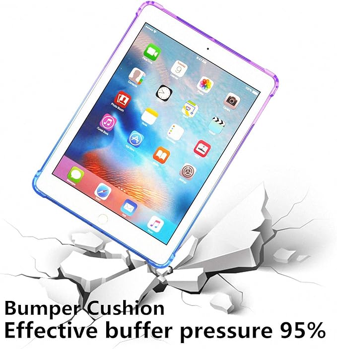 Translucent Frosted TPU Back Case for Apple iPad Air 3 (3rd Gen) 10.5" 2019 and iPad Pro 10.5" (2017) Gradient Color Impact Resistant Corner Protection Shockproof Cover, Purple & Blue