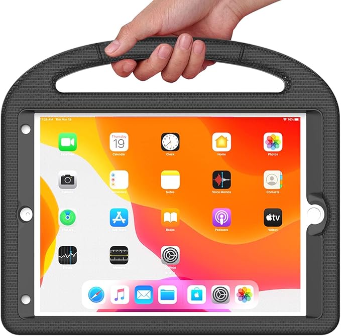 Kids Case for iPad 10.2 & 10.5, iPad 9th/8th/7th Generation 10.2" 2021 2020 2019 Case with Screen Protector, iPad Air 3rd Gen/Pro 10.5 inch Protective Cover with Handle Stand, Black